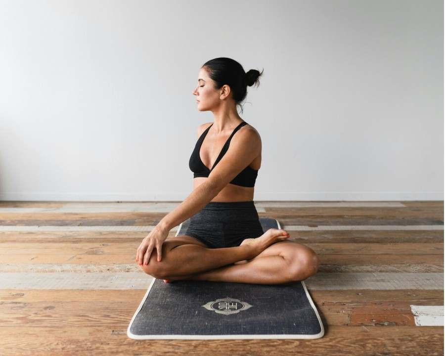 Students practicing yoga